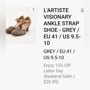 L'Artiste Taupe Grey Perforated Ankle-Strap Heels